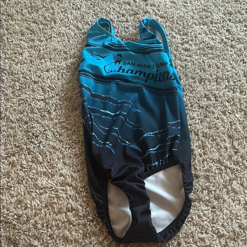 Blue and Black Gymnastics Leotard